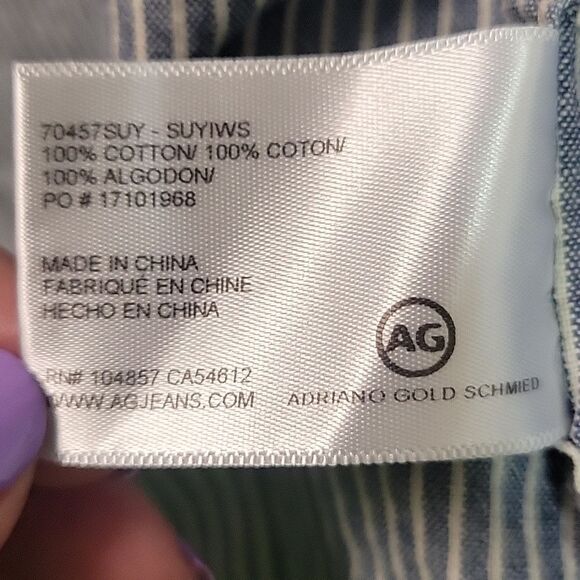 AG Standard Fit Striped Long Sleeve Button Down Shirt Men’s Size Small - Picture 7 of 7